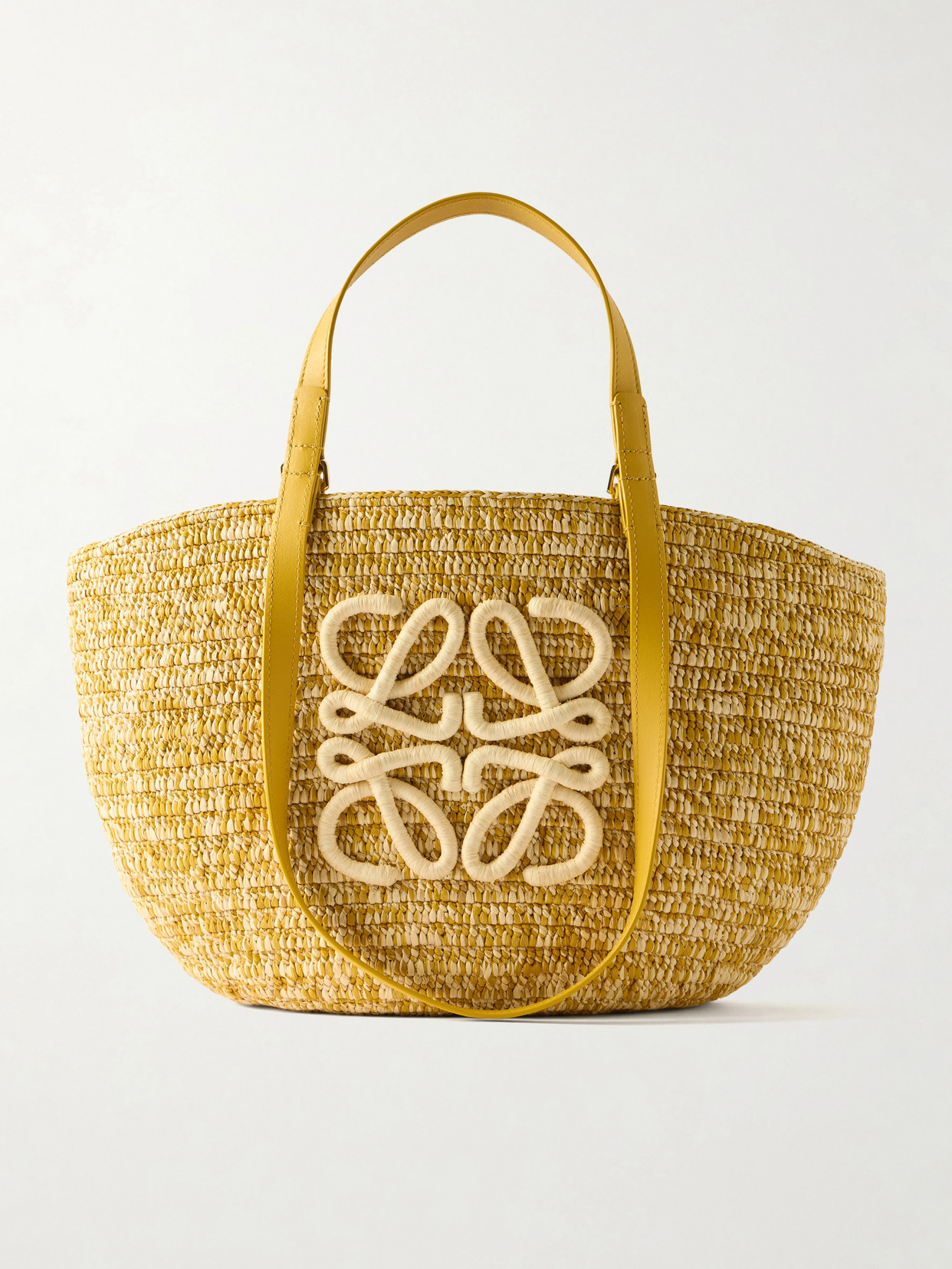 LOEWE - + Paula's Ibiza Eclipse Basket Medium Leather-trimmed Raffia Tote - Yellow | NET-A-PORTER (US)