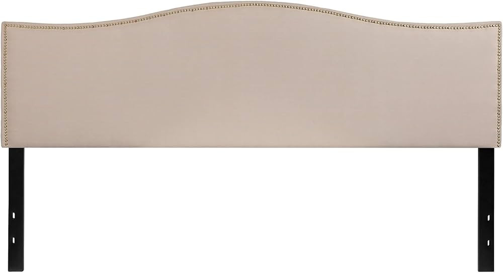 Flash Furniture Lexington Upholstered King Size Headboard with Accent Nail Trim in Beige Fabric | Amazon (US)
