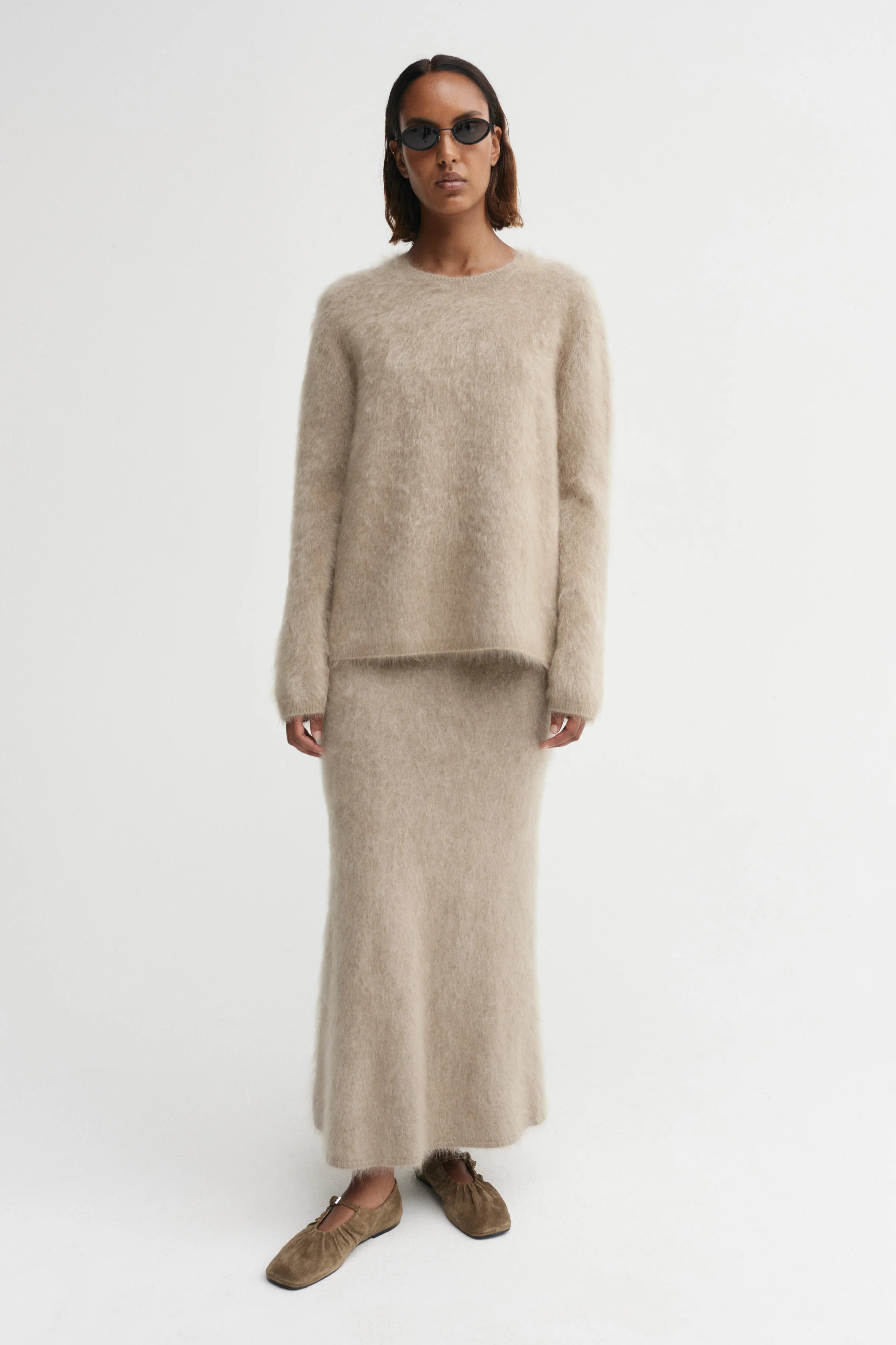 Umi Brushed Cashmere Skirt, nougat | Almada Label