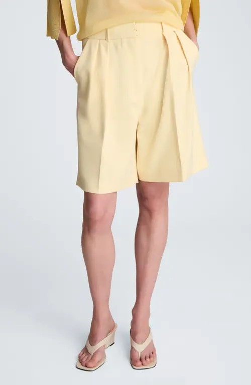 Kenneth Cole Pleated High Waist Shorts in Pastel Yellow at Nordstrom, Size 4 | Nordstrom