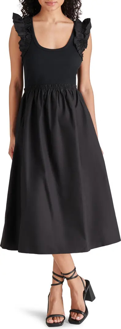 Adela Mixed Media Cap Sleeve Fit & Flare Dress | Nordstrom