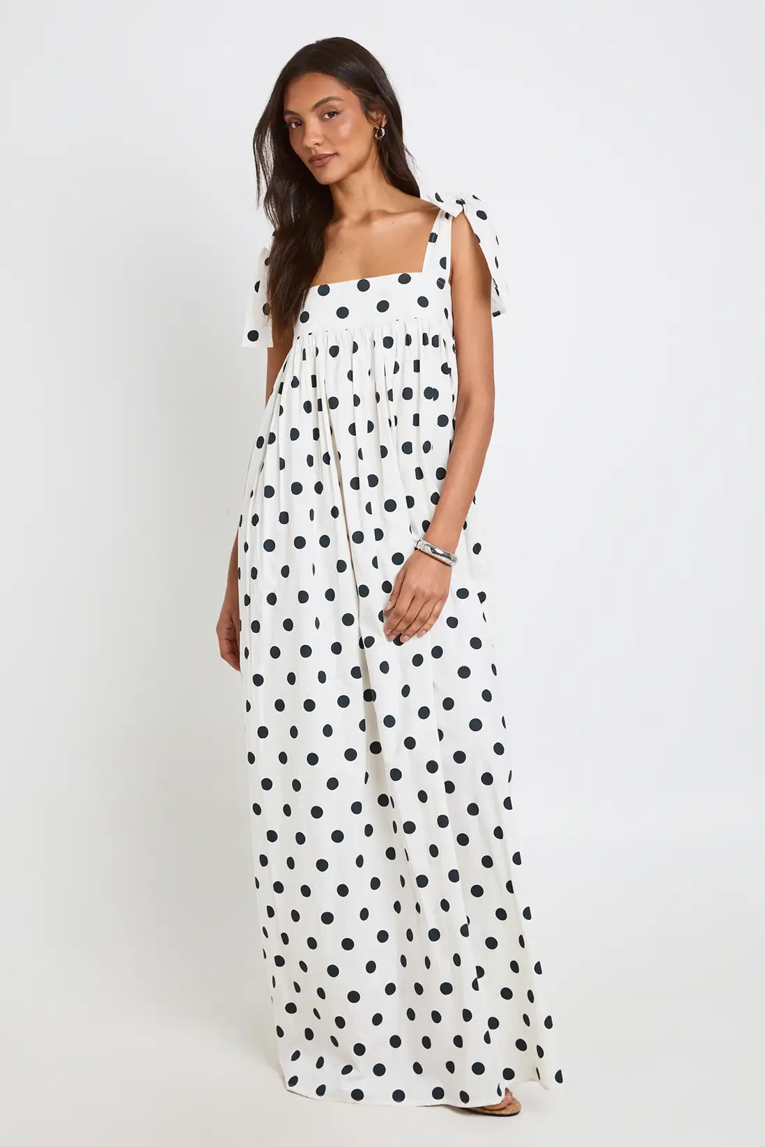 Ivory Tall Cotton Poplin Polka Dot Swing Dress | Boohoo | Boohoo.com (UK & IE)