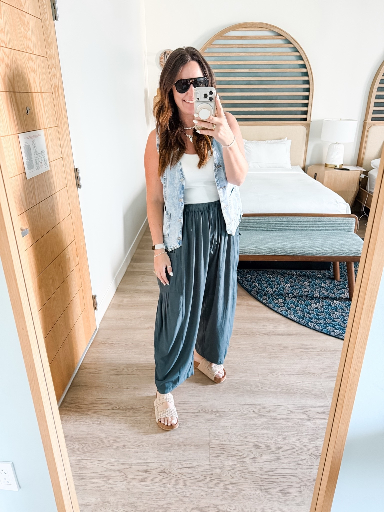 OOTD for brunch! The most comfy pants ever! These sunnies are my new fave! 

Denim vest sandals casual summer outfit casual style

#LTKTravel #LTKootd #LTKSaleAlert