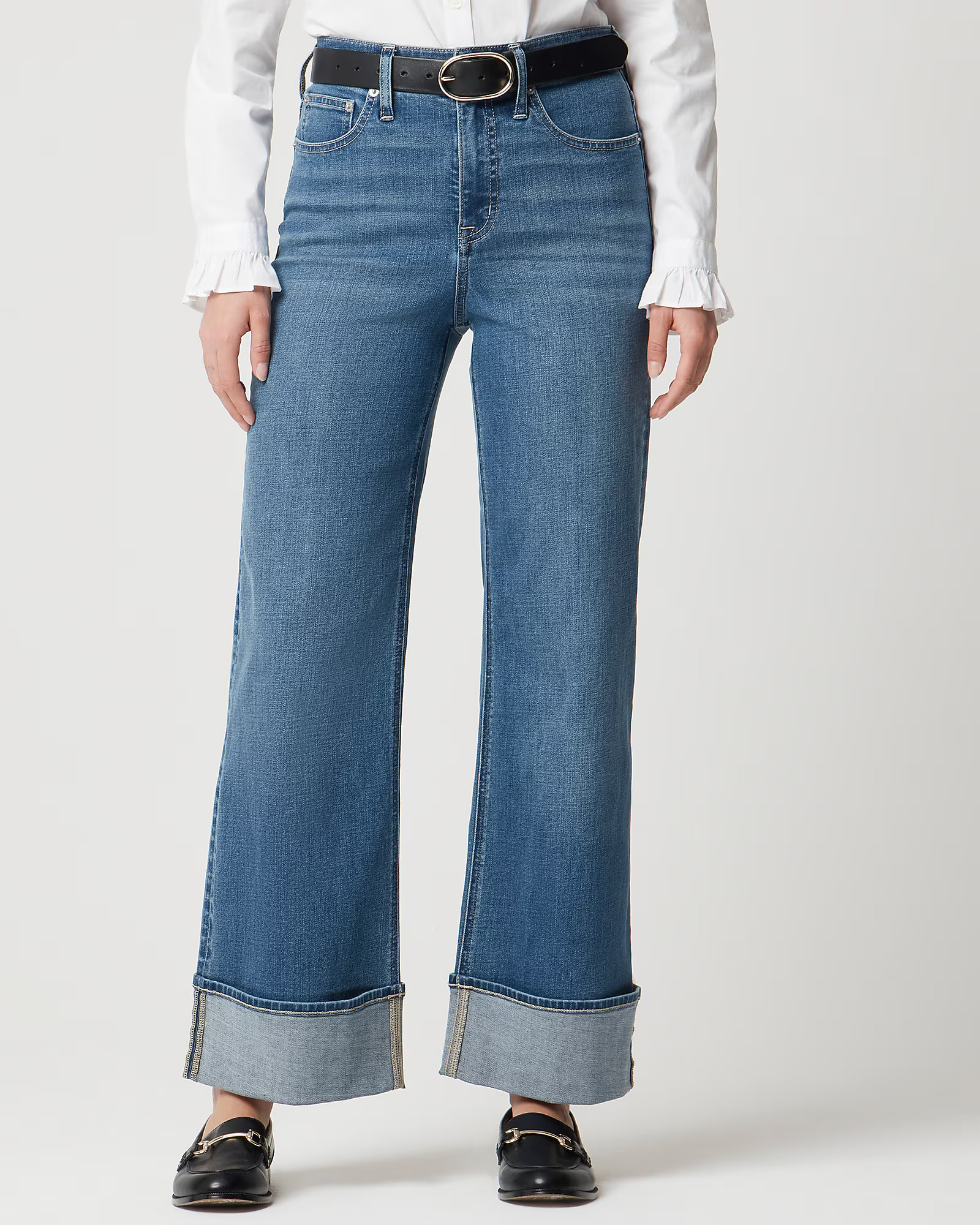 Classic wide-leg cuffed jean in all-day stretch | J.Crew Factory