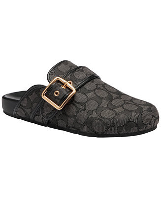 COACH Women's Signature Jacquard Round Toe Archival Buckle Clogs - Macy's | Macy's