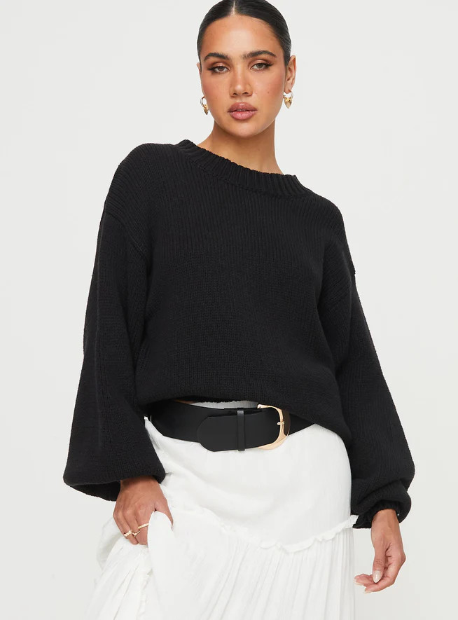 Harmony Knit Sweater Black | Princess Polly US