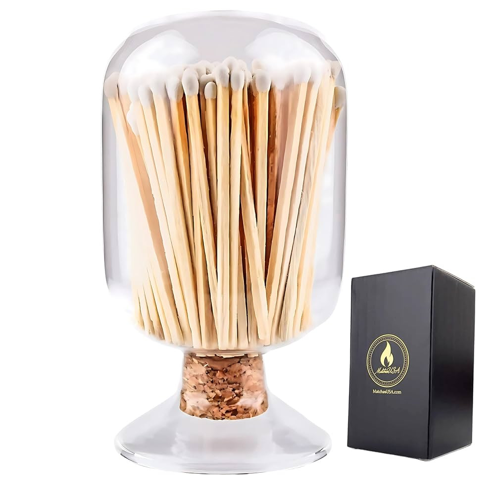 Includes Matches | Decorative Glass Matches Cloche | Bottle Jar Fireplace Candle Match Holder Gif... | Amazon (US)