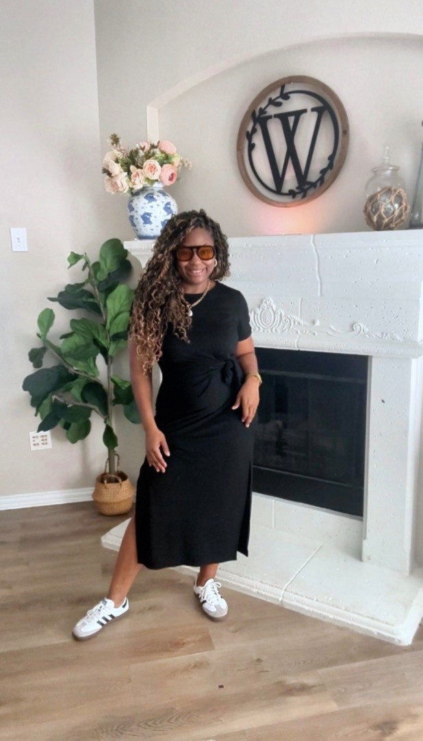 Mom outfit of the day! This is definitely my favorite dress to throw on!!

Black dress, school runs, school, pickup, school drop off, casual style, Mom style, millennial, 5’3, Adidas sambas, homeschool, kid strong 

#LTKootd #LTKdayinmylife #LTKmomlife