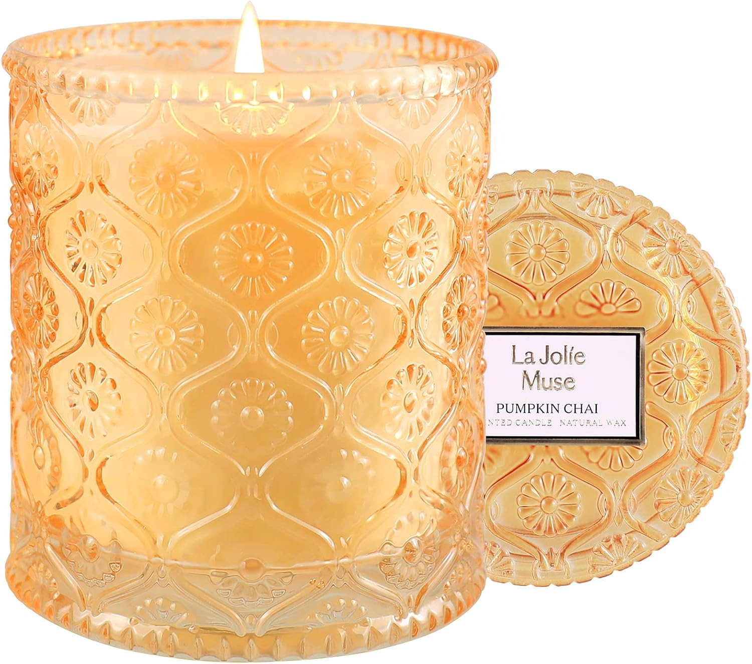 LA Jolie Muse Pumpkin Chai Scented Candles for Home, Natural Soy Wax 40 Hrs | Amazon (UK)