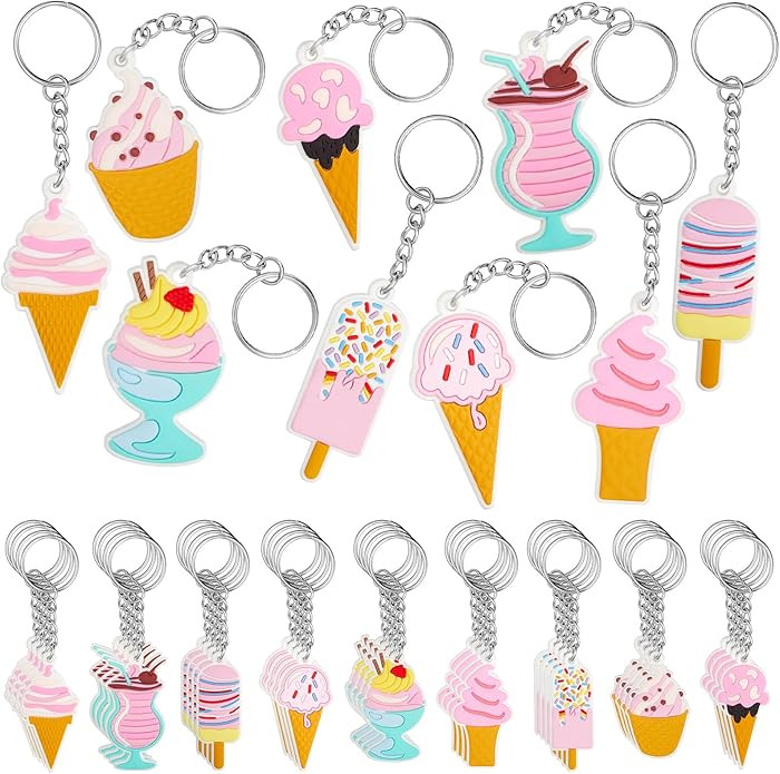 Sasylvia 36 Pcs Ice Cream Party Favors Ice Cream Keychains Gifts Bulk Sweet Cone Birthday Party D... | Amazon (US)