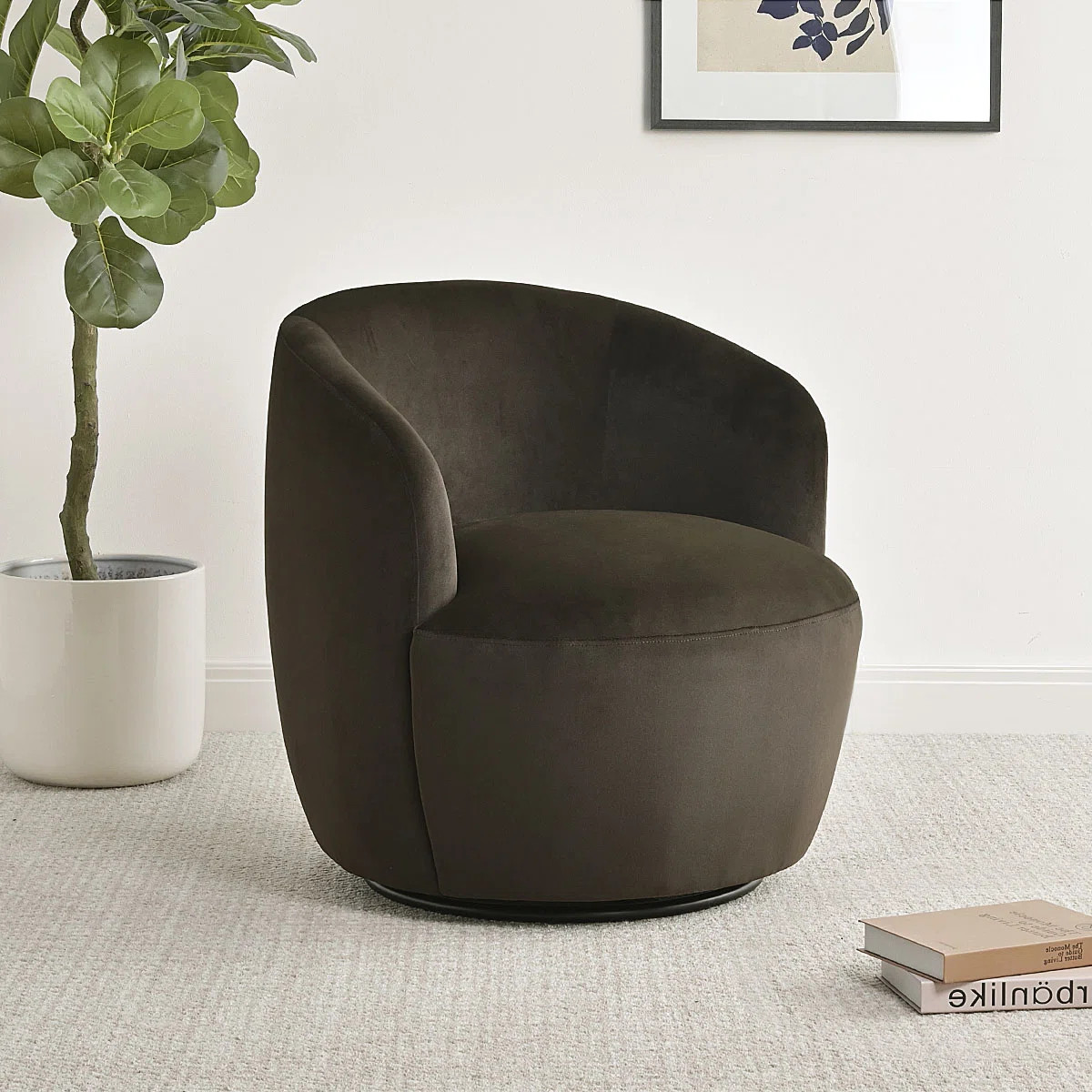 27" Wide Velvet Small Swivel Barrel Accent Chair | Wayfair North America