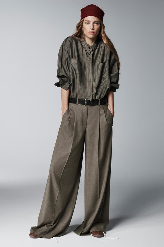 WIDE LEG PLEATED PANTS ZW COLLECTION | Zara US