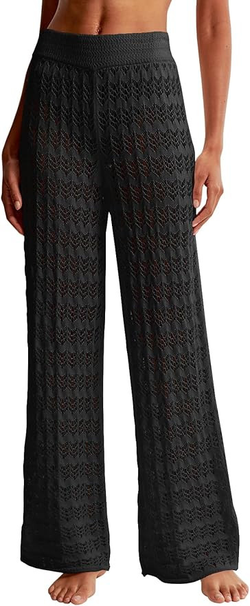 Saodimallsu Womens Crochet Cover Up Pants Sheer Mesh High Waist Sexy Casual Knit Summer Swimsuit ... | Amazon (CA)