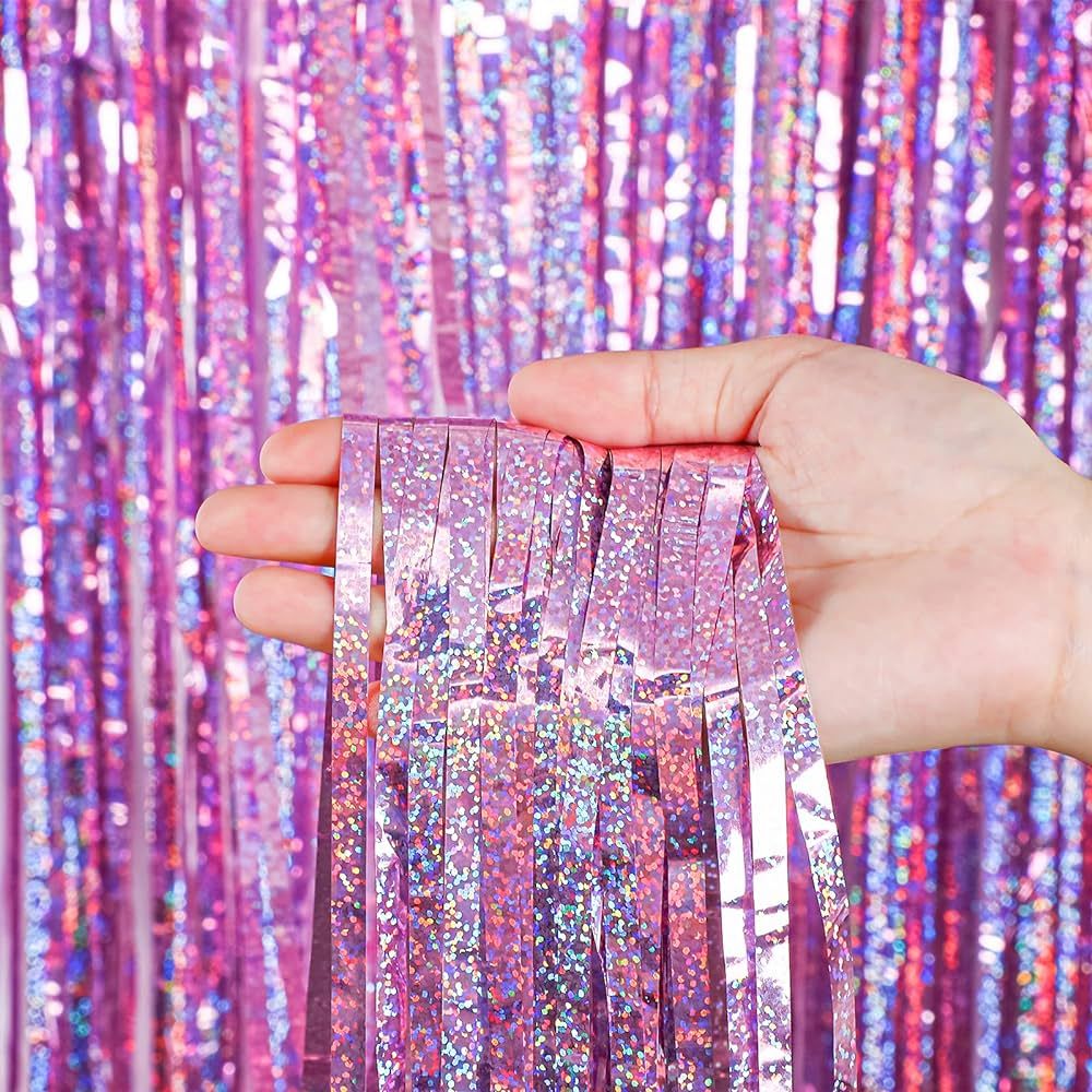 4 Pieces Foil Fringe Curtains Party Decorations Metallic Tinsel Curtain Glitter Foil Valentines D... | Amazon (US)