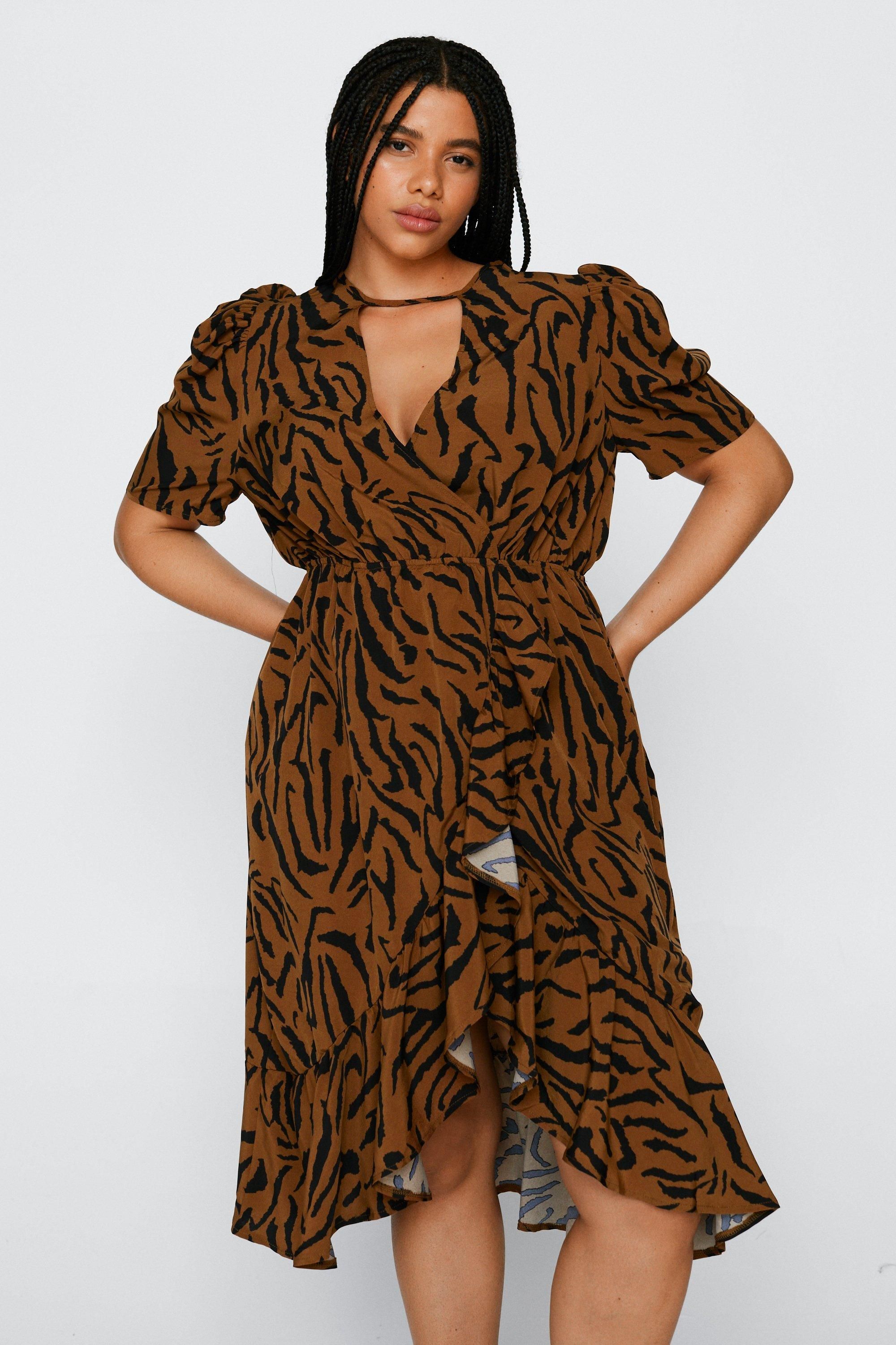 Plus Size Tiger Wrap Midi Dress | Nasty Gal (US)