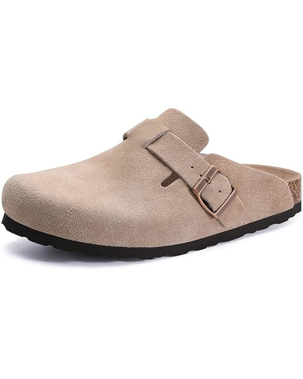 Asgard Women's Suede Clog Leather Mules Arch Support Potato Shoes with Comfort Cork Footbed - Wid... | Amazon (US)