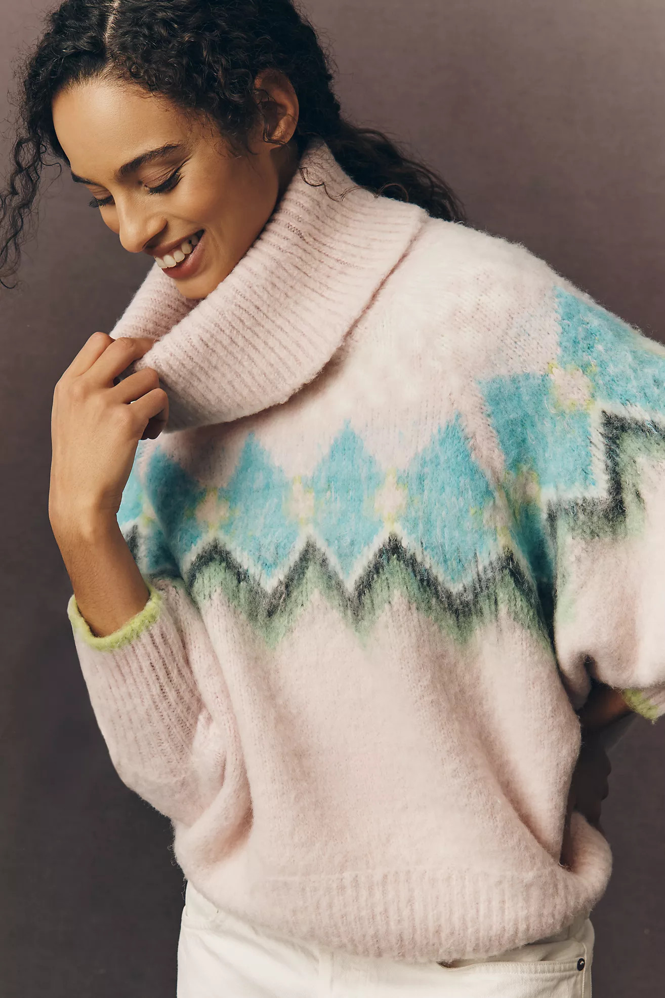 Maeve Brushed Turtleneck Zigzag Sweater | Anthropologie (US)