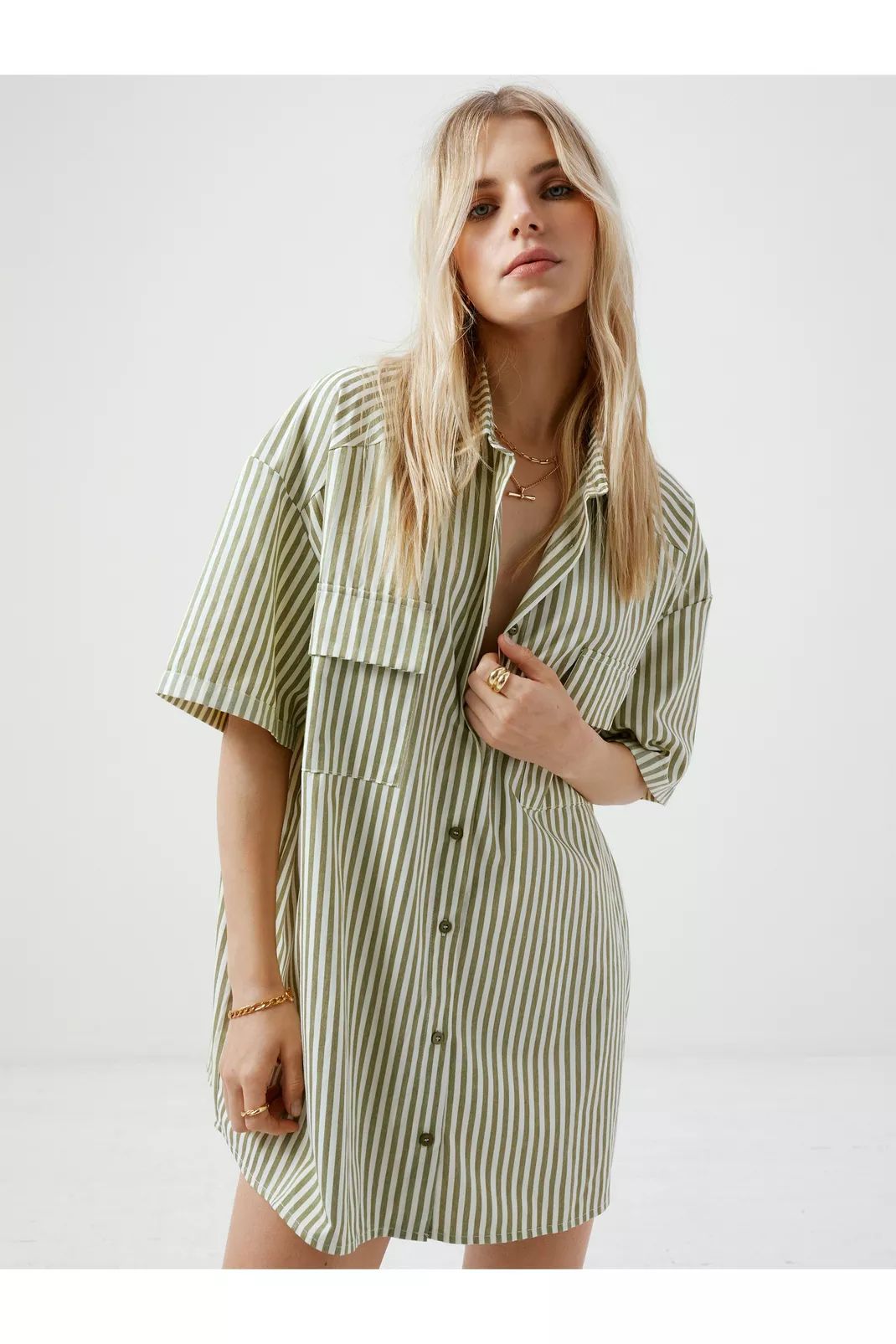 Stripe Oversized Short Sleeve Mini Shirt Dress | Nasty Gal US