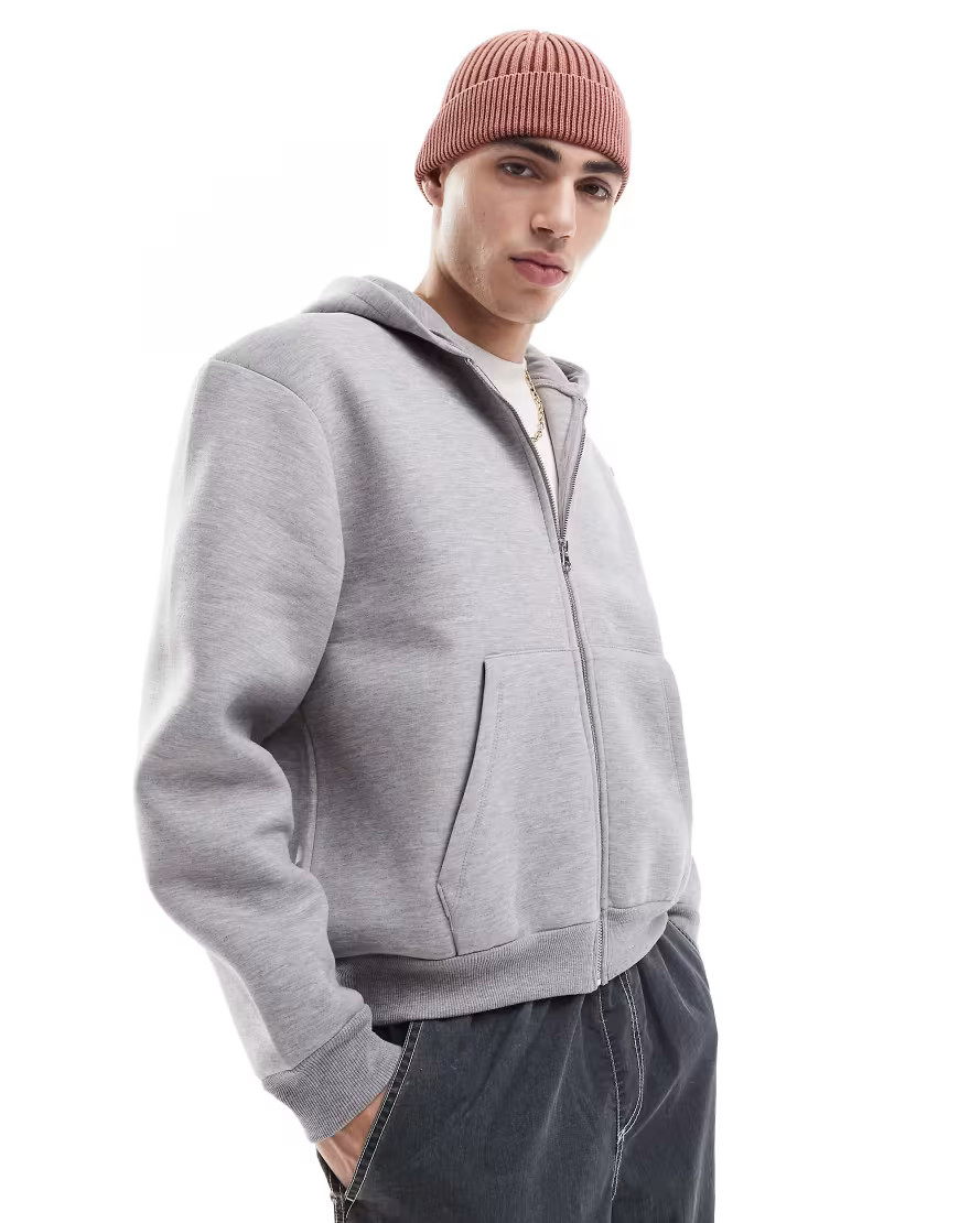 ASOS DESIGN heavyweight boxy oversized scuba hoodie in grey marl | ASOS (Global)