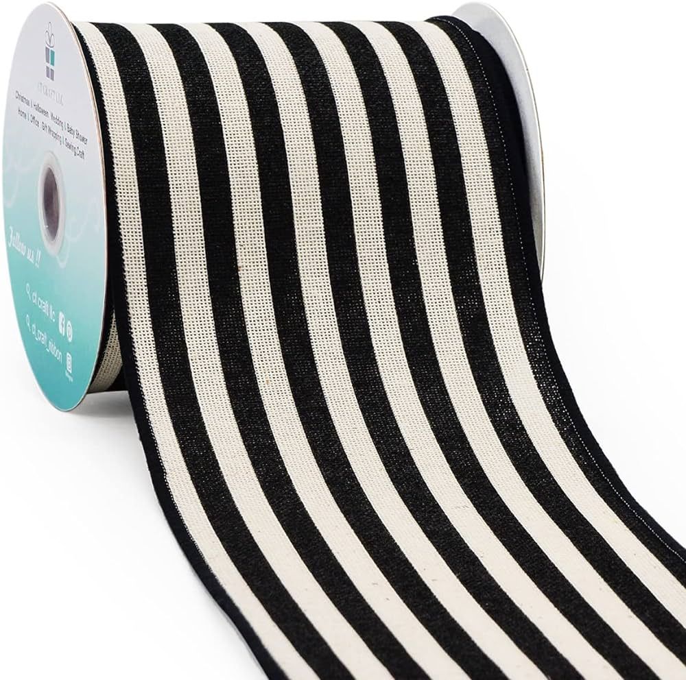 Amazon.com: CT CRAFT LLC Stripes Canvas Cotton Ribbon for Christmas, Bow Making, Home Decor, Gift... | Amazon (US)