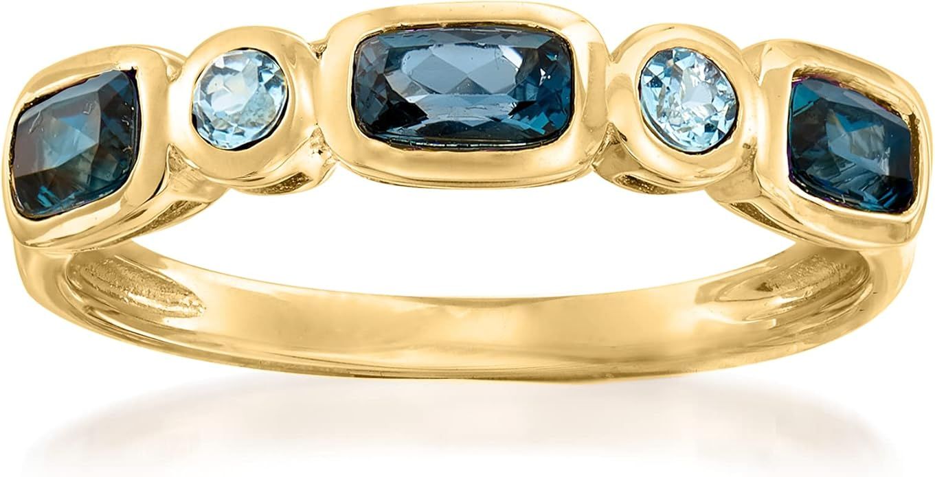 Amazon.com: Ross-Simons 0.90 ct. t.w. London and Sky Blue Topaz Ring in 14kt Yellow Gold: Clothin... | Amazon (US)