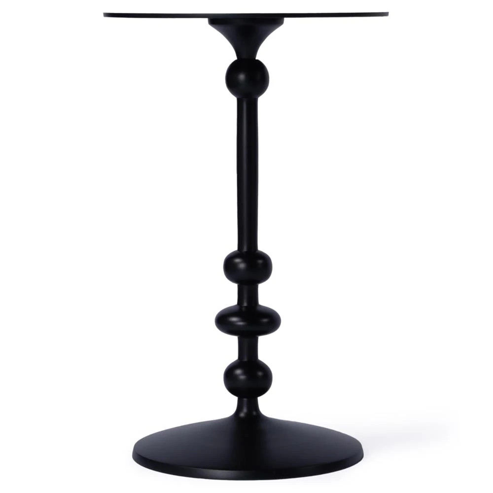Giffard French Country Black Metal Round Outdoor Pedestal Side Table | Kathy Kuo Home