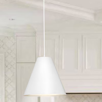 allen + roth Adele 1 -Light Soft gold Canopy With White Metal Shade Industrial Cone Medium Hangin... | Lowe's