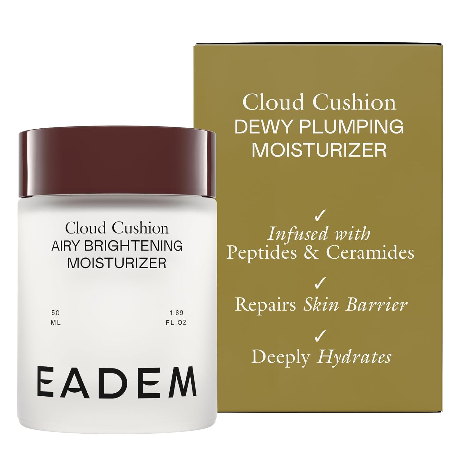 EADEM Cloud Cushion, Face Moisturizer Cream, Skin Care Ultra Repair Cream, Skin Barrier Repair, Hydrating Skincare Cleanser & Moisturizer with Peptides & Ceramides, Face Cleanser, 1.69 oz | Amazon (US)