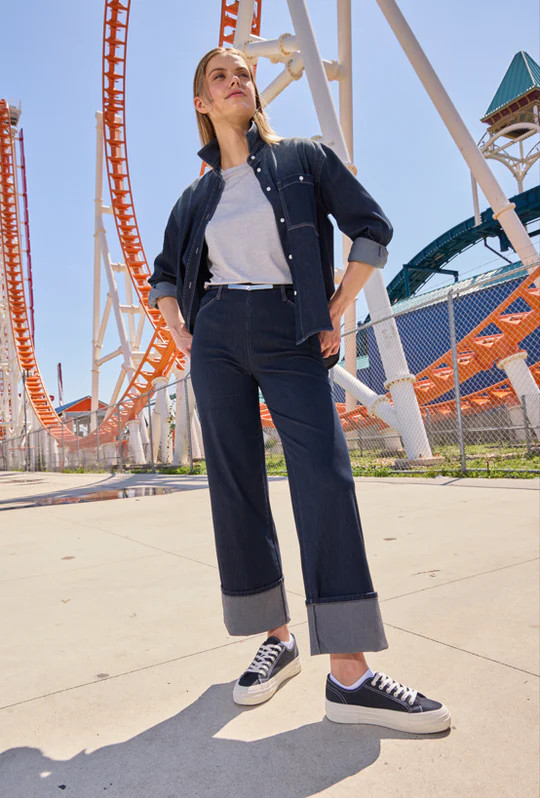Samara Cuffed Wide Leg Denim (Inseam 28" Cuffed | 33" Uncuffed) | Lysse NY