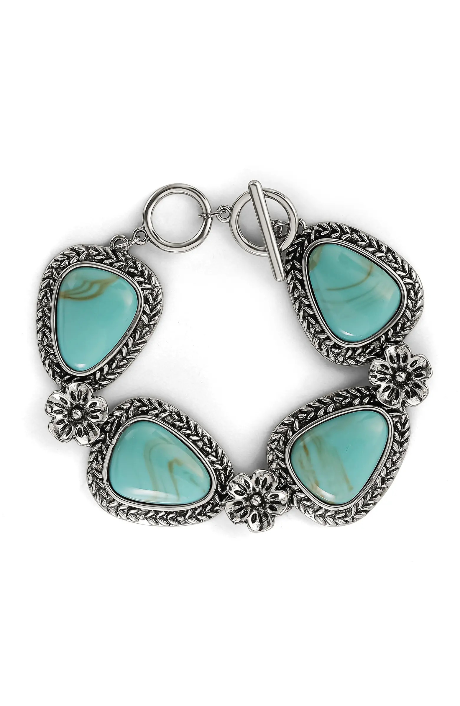 Jessica Simpson Turquoise Gemstone Flower Bracelet | Nordstrom | Nordstrom