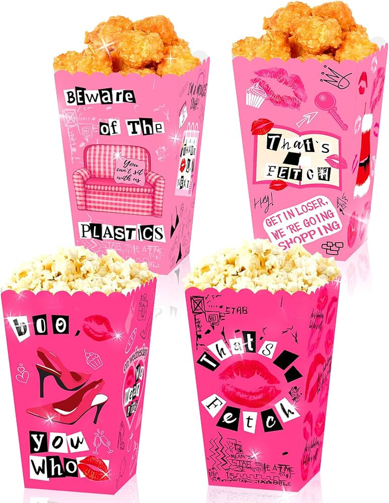 LaVenty Mean Girl Popcorn Boxes Mean Girl Birthday Party Decoration Popcorn Boxes for Wedding Bri... | Amazon (US)