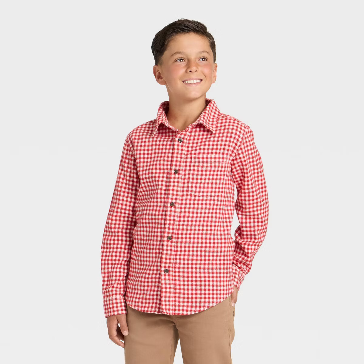 Boys' Long Sleeve Button-Down Plaid Flannel Shirt - Cat & Jack™ | Target