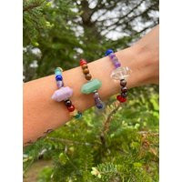 7 Chakras Crystal Bracelet, Beaded Gemstone, Energy Healing, Chakra Balancing Jewelry, Spiritual Rainbow Stone Quartz Point Stretchy Mala | Etsy (US)