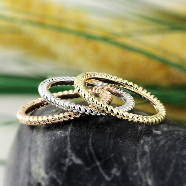 Auriya 10K Gold Petite Ultra-Thin Twisted Rope Stacking Ring | Bed Bath & Beyond