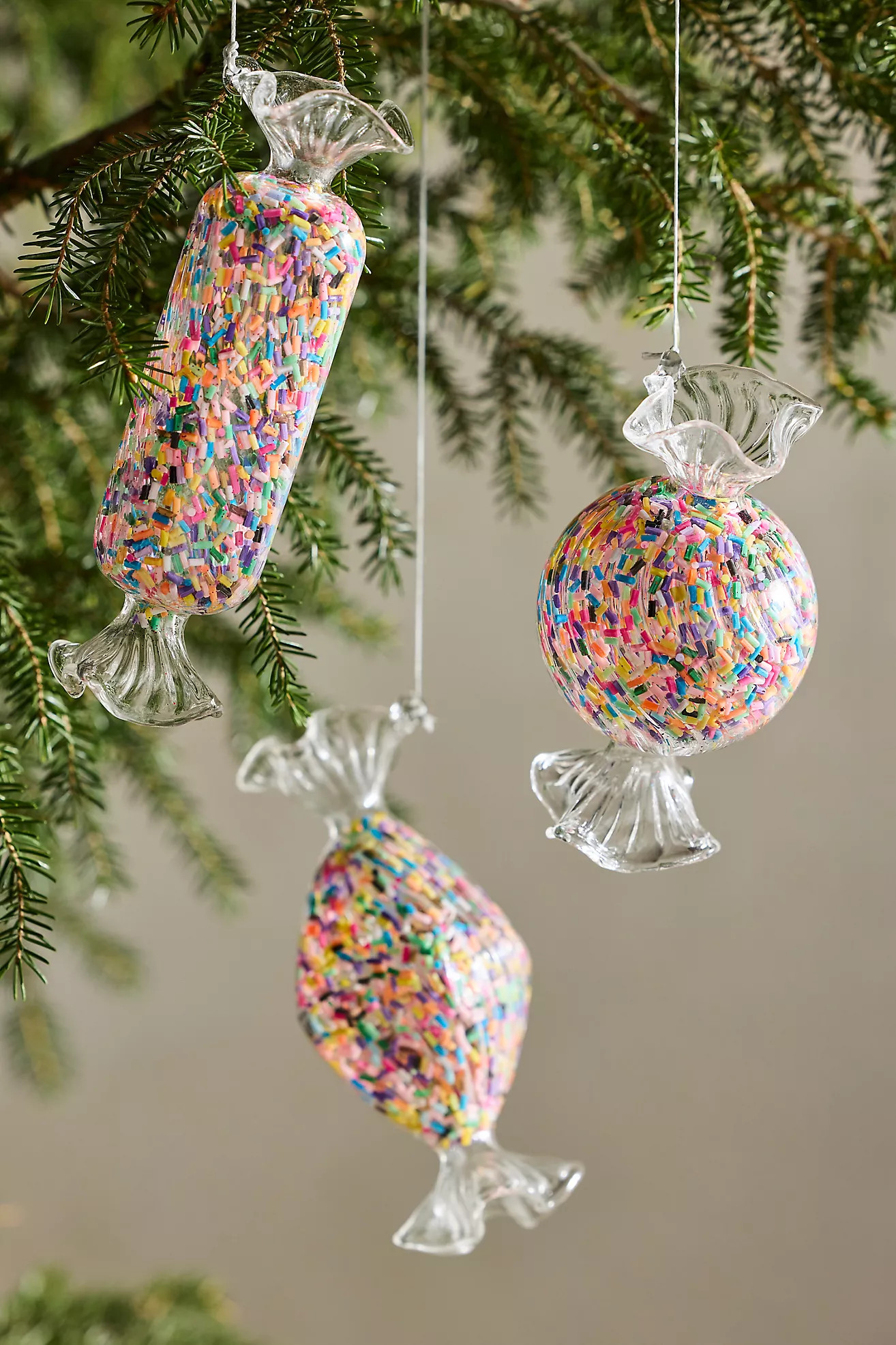 Sprinkle Candy Glass Ornaments, Set of 3 | Anthropologie (US)