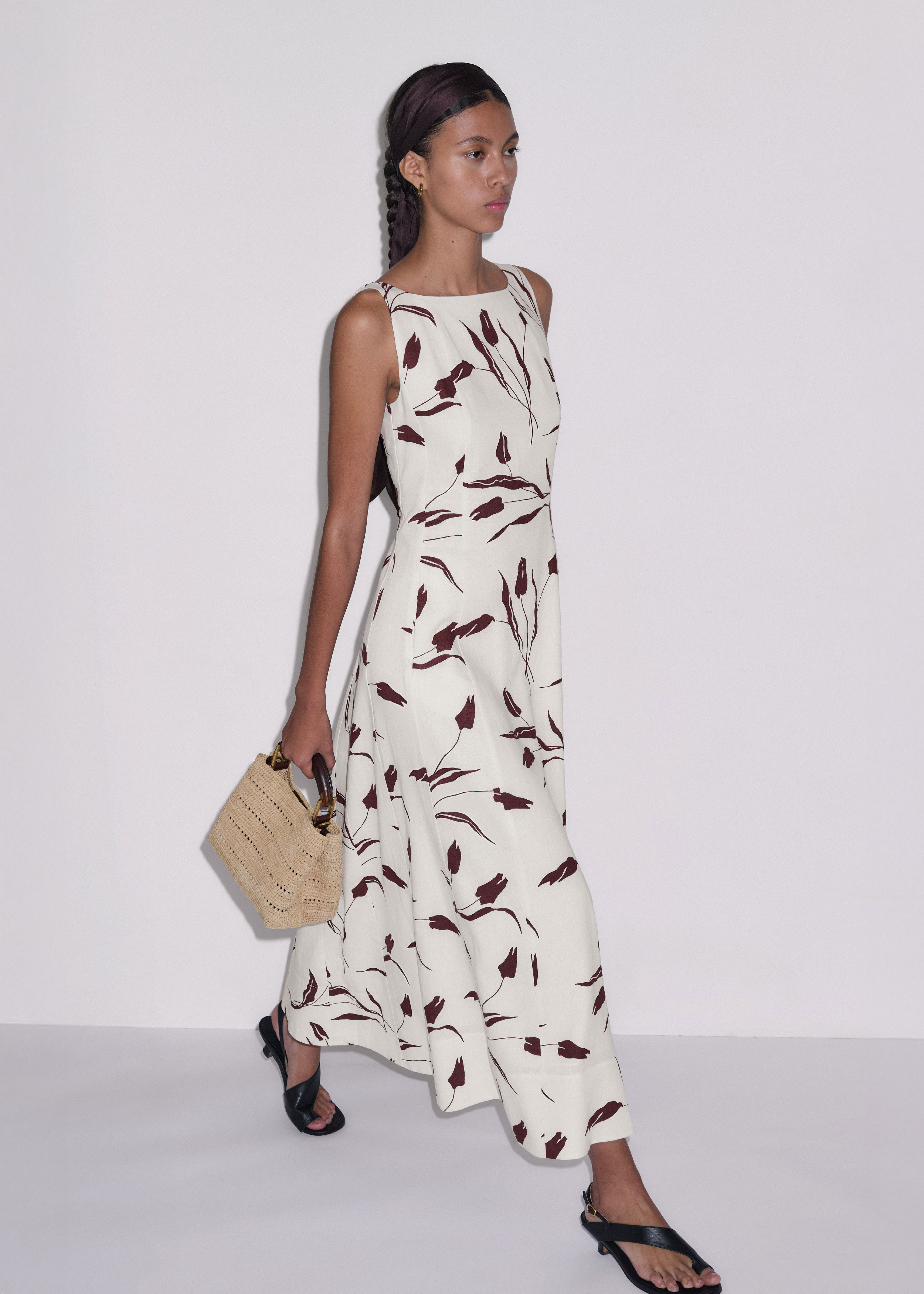 Women's Cream Crease-Less Linen Fit + Flare Maxi Dress | ME+EM | ME+EM Global (Excluding US)