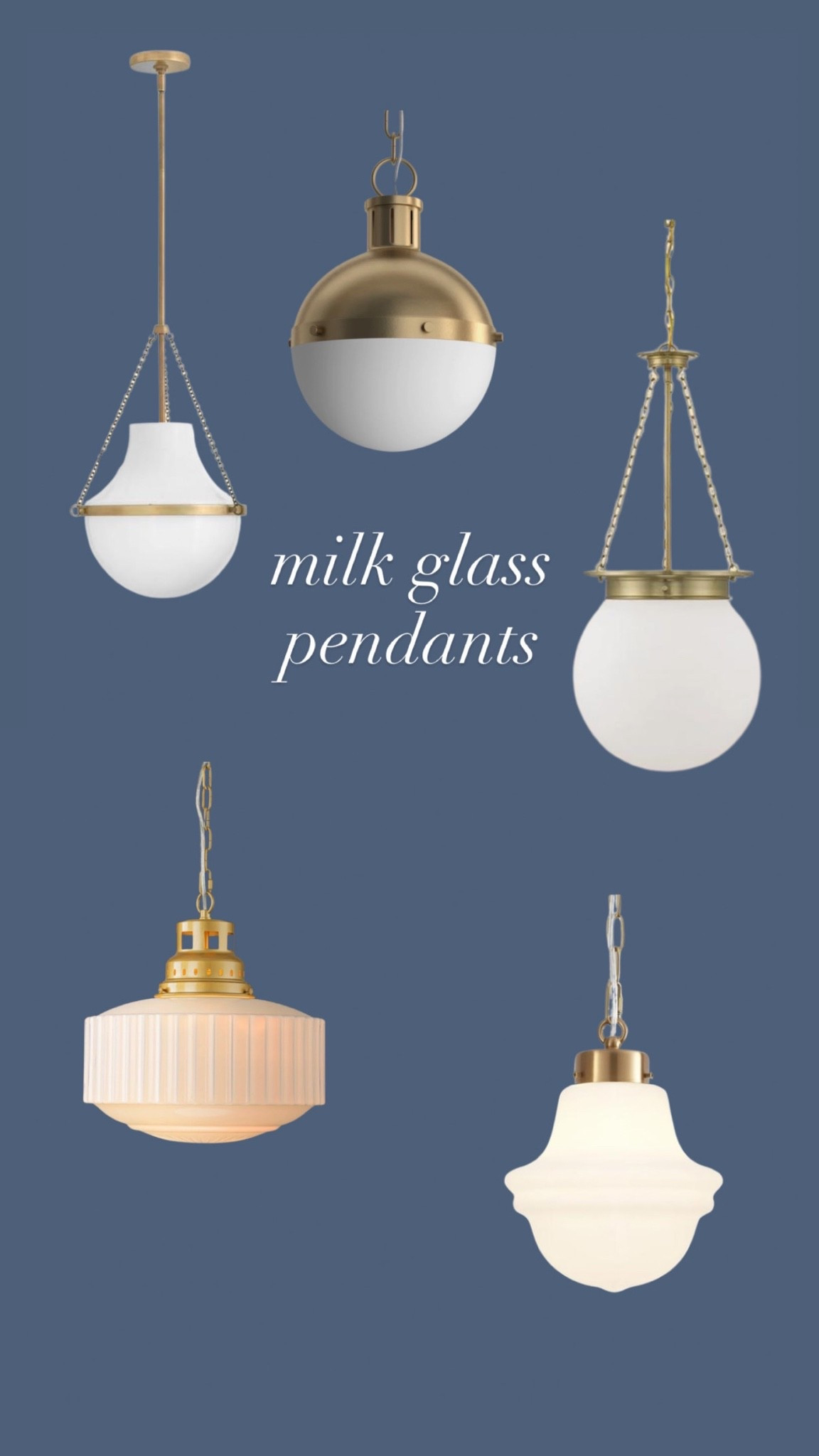 Milk glass pendants under $300