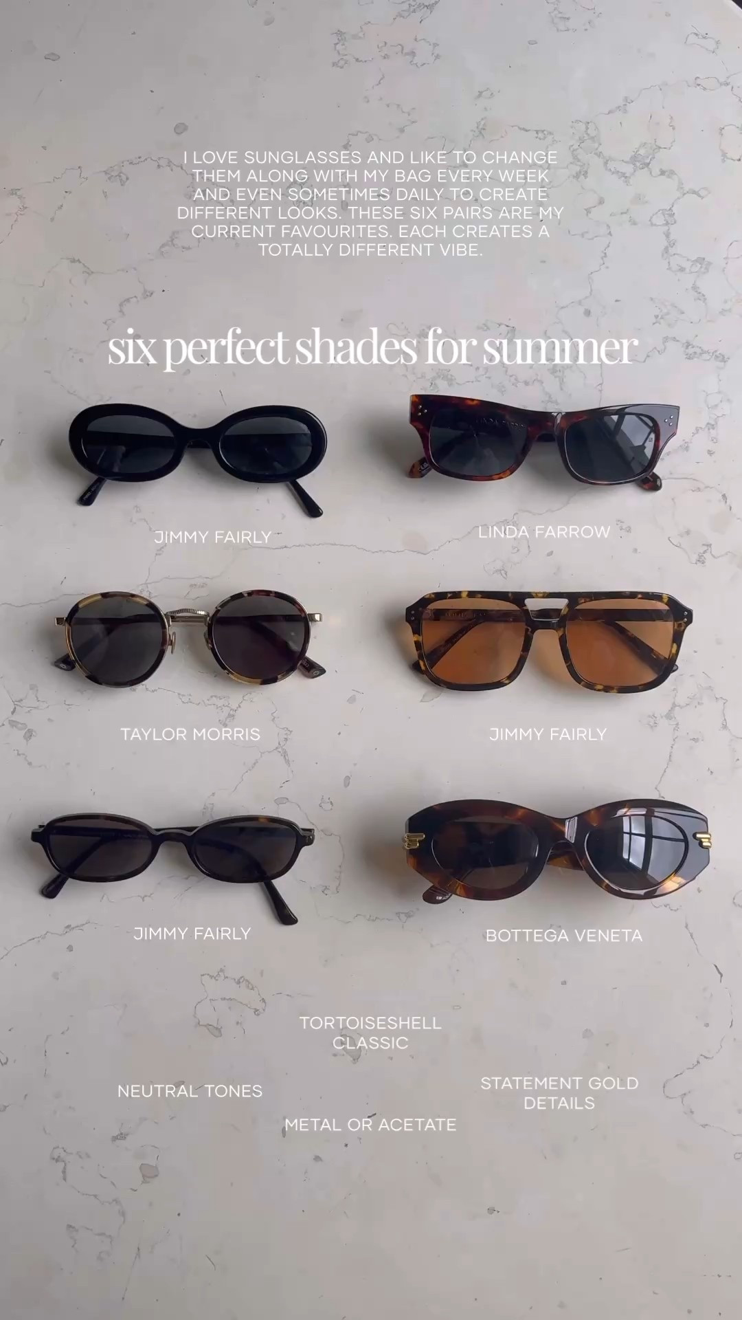 My top six sunglasses styles for summer


#LTKSummerEdit