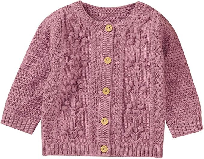 Baby Girl Clothes Sweaters Coat V Neck Cardigan Long Sleeve Knit Jacket Pullover Top Outwear Fall... | Amazon (US)