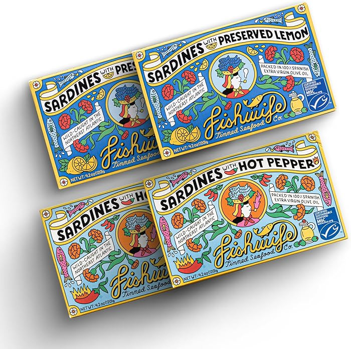 Fishwife Sardine Quad 4-Pack (2x Sardines with Lemon, 2x Sardines with Hot Pepper) | Wild-Caught ... | Amazon (US)
