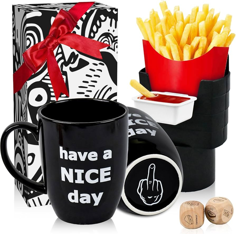 RIYA White Elephant Gifts for Adults Useful, Funny Coffee Mug with Finger on the Bottom, French F... | Amazon (US)