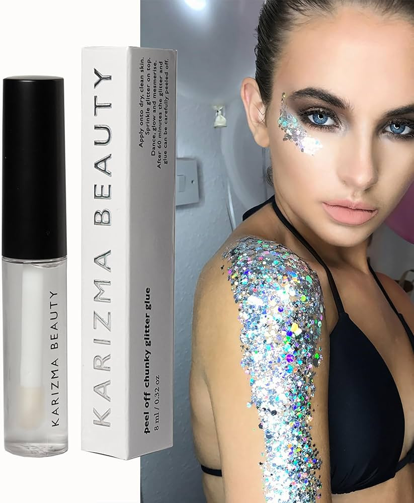 Cosmetic Glitter Glue // The Original Peel Off Formula ✮ KARIZMA Beauty ✮ Face Chunky Glitter... | Amazon (US)