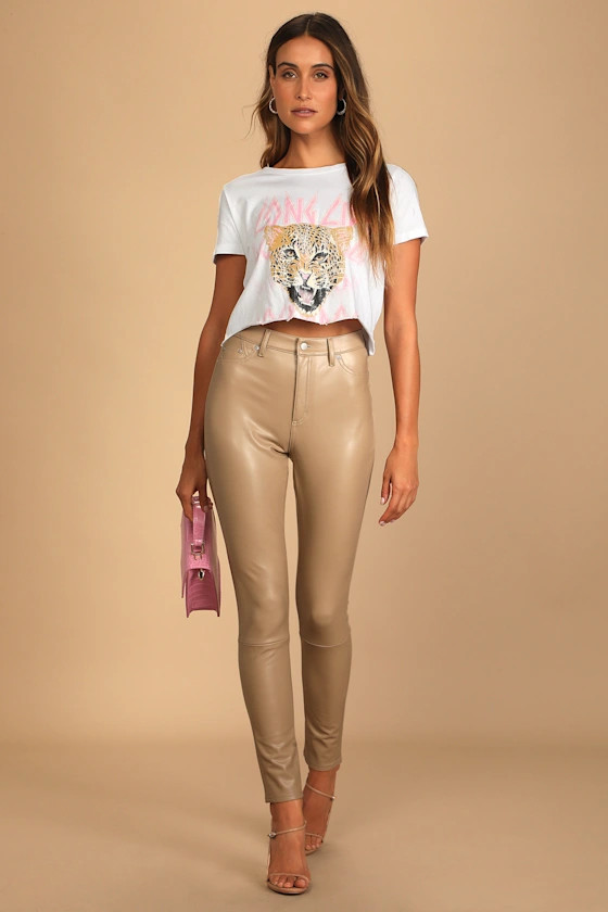 Get Lucky Beige Vegan Leather Pants | Lulus (US)