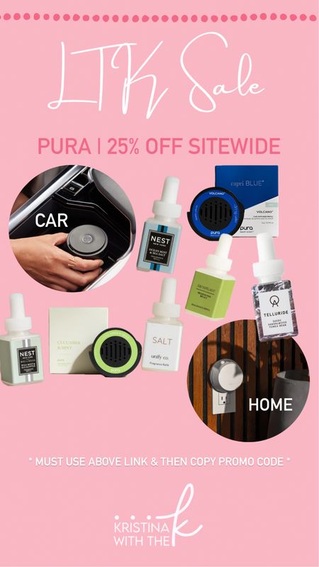 Pura devices & scents are 25% off site wide today! Don’t forget to copy the promo code. These are some of my favorite scents!

Home fragrance. Car fragrance  

#LTKfamily #LTKSpringSale #LTKhome