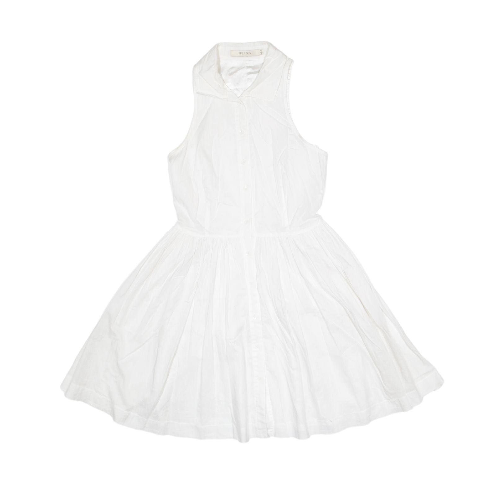 REISS Flare Skirt Shirt Dress White Sleeveless Knee Length Womens UK 6 | eBay UK