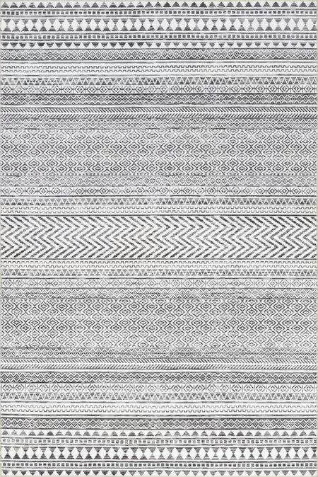 Gray Tribal Banded Washable Area Rug | Rugs USA