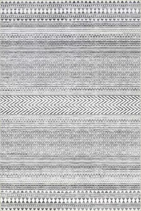Gray Tribal Banded Washable 6' x 9' Area Rug | Rugs USA