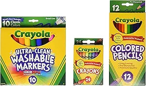 Crayola Back To School Supplies, Grades 3-5, Ages 7, 8, 9, 10, Contains 24 Crayons, 10 Washable B... | Amazon (US)