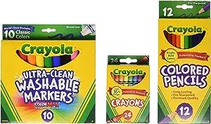 Crayola Back To School Supplies, Grades 3-5, Ages 7, 8, 9, 10, Contains 24 Crayons, 10 Washable B... | Amazon (US)