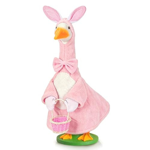JcHrmers Easter Goose Outfits Bunny Porch Goose Outfit Lawn Porch Goose Clothes Fits 23" Cement Plastic Goose Statue for Spring Easter Outdoor Garden Yard Patio Art Decor | Amazon (US)